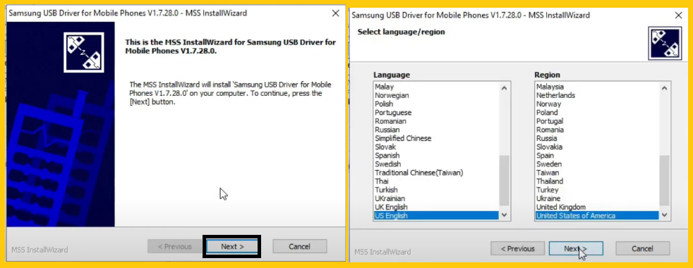 Install Samsung USB Driver